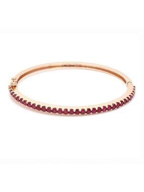 Ruby 14K Yellow Gold (18K Custom) Hinged Bangle Bracelet